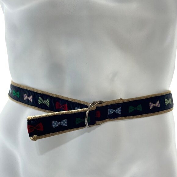 MOONSHINE Men's Belt Casual Woven Cloth D-Ring Bow Tie Print Size XL - Picture 5 of 5